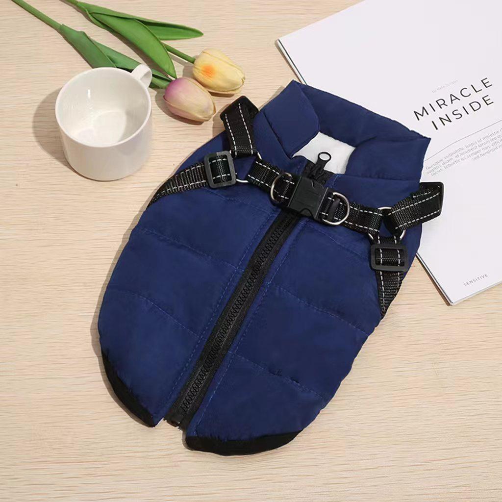 

Водонепроницаемый зимний лыжный костюм для собак - теплая куртка с хлопковой подкладкой для питомцев S темно-синий