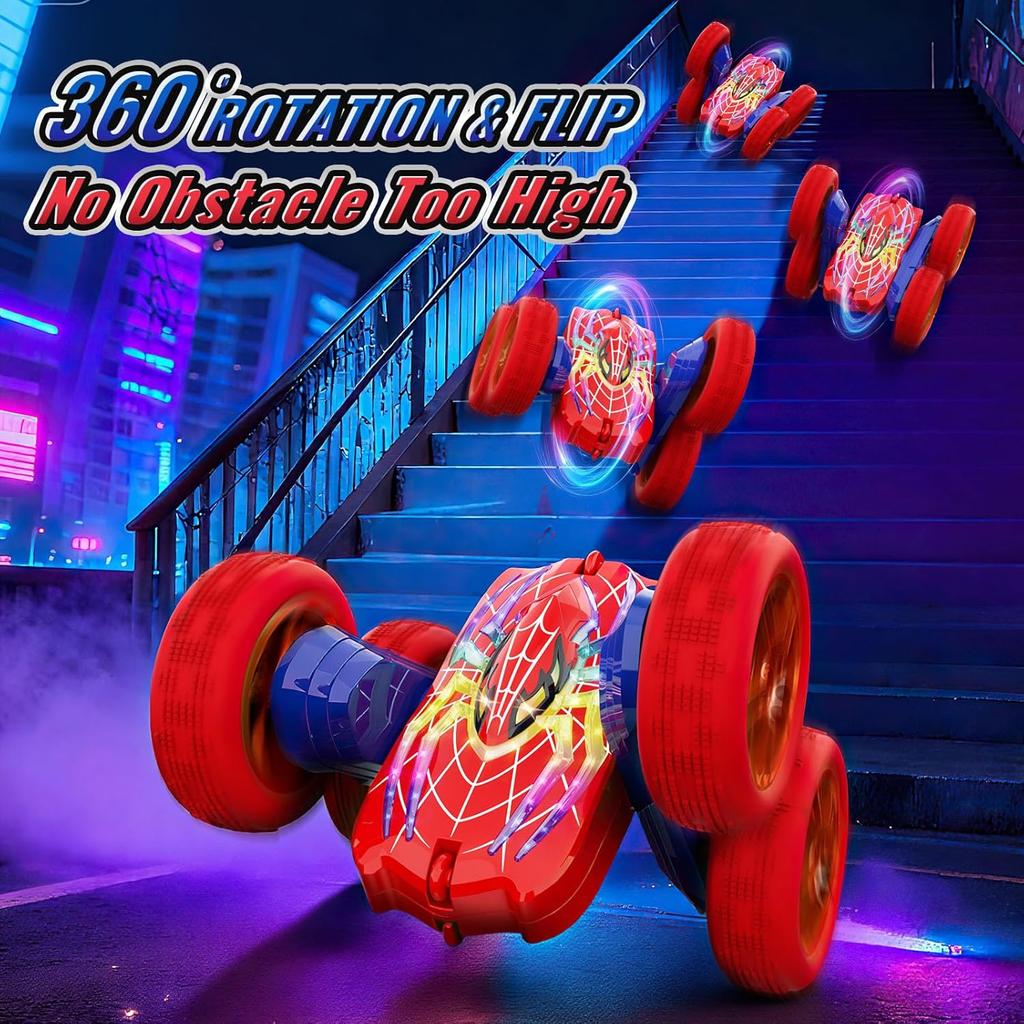Remote Control Cars Boys Toys for 3-12 Year Old, 360°Flip Stunts Cars, 5 Cool Lights Mode 2.4Ghz 4WD RC Monster Truck, Kids Toys Outdoor Games