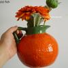 Hand Drawn Fruit Shaped Ceramic Vase Orange Flower Vessel Home Decoration Flower Arrangement Hydroponic Vase Dried Flower Vases