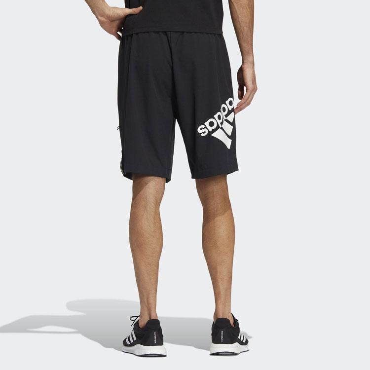 Adidas Solid Color Letter Logo Straight Leg Sports Shorts Men Bottoms Black HE7417