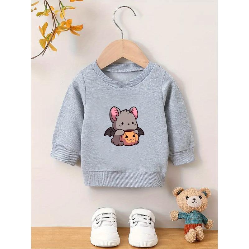 European sizes A Cute And Easy Halloween Print Design, a Lightweight Round-Neck Sweatshirt for Kids, Durable And Wrinkle-Resistant