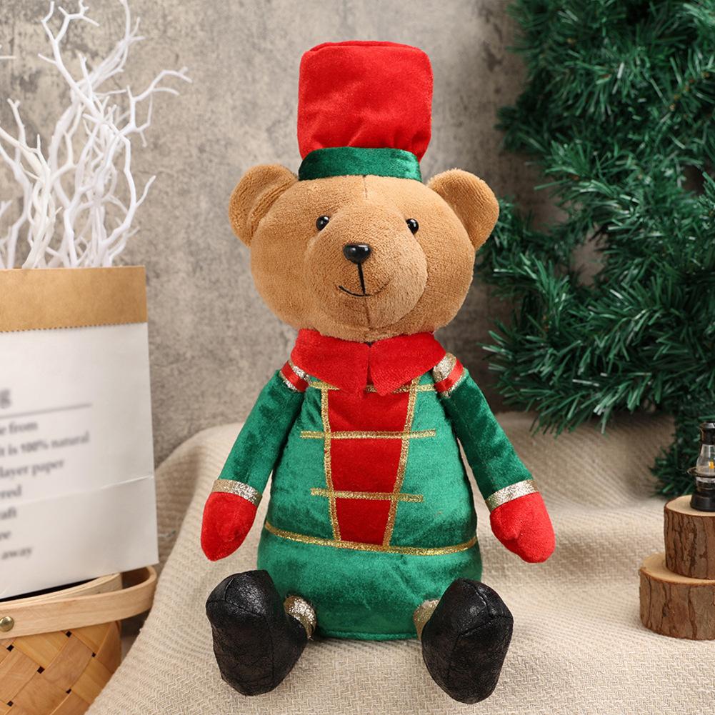 1PC Decoration Bear Doll 37*23cm Christmas Creative Cartoon Bear Sitting Ornaments Christmas Window Decorations DIY Decor Parts