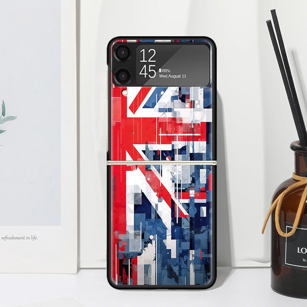 Union Jack England UK Flag Phone Case For Samsung Galaxy Z Flip 7 Flip7 Zflip 6 Flip6 5 Flip5 4 Flip4 3 Flip3 5G Fundas Black Co
