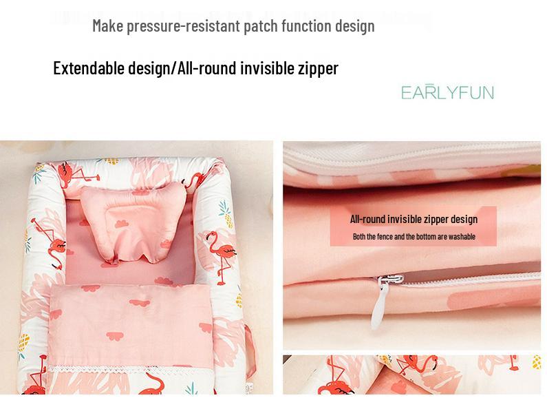 100% Cotton Satin Baby Crib: Foldable Newborn Sleeping Bed, Multifunctional Bionic Bed
