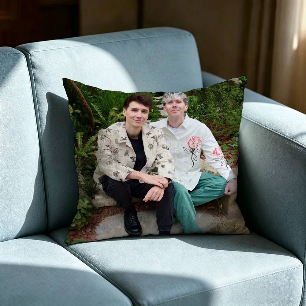 Dan and Phil Pillow cover Soft Microfiber Pillowcase Home Sofa Decor Surprise Decorative printed.