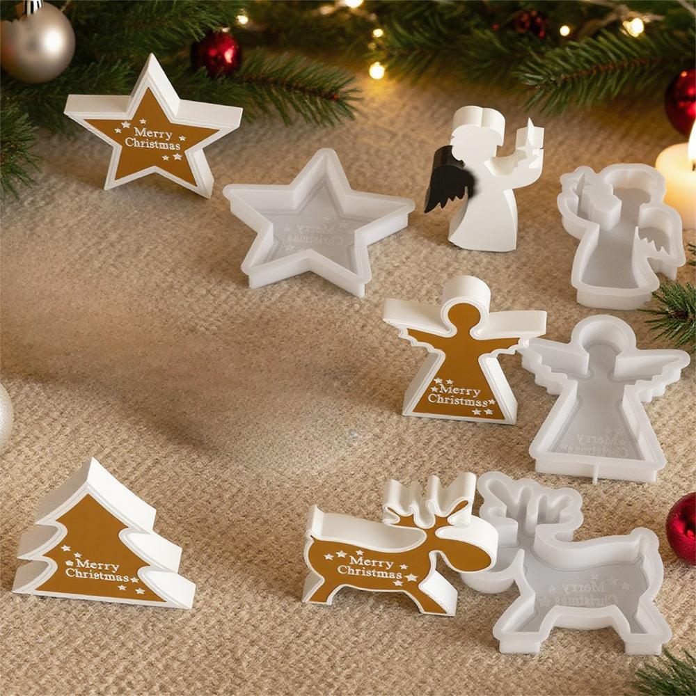 Transparent Christmas Series Resin Candle Mold Silicone UV Epoxy Ornament Mould Elk Snowflake DIY Crafts Candle Making Kit