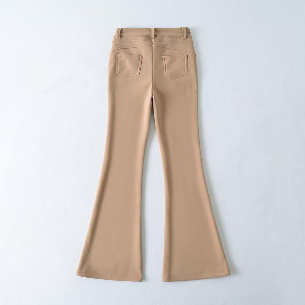 Women's Khaki High-Waisted Micro-Flare Trousers: Slimming & Elegant Trumpet Pants for Autumn/Winter 2025