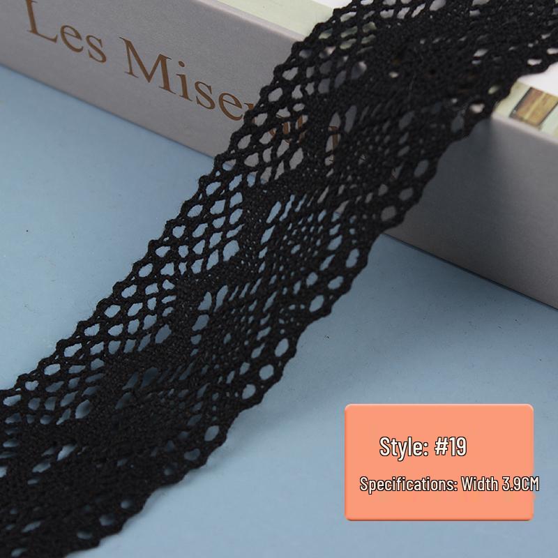 Black Pure Cotton Lace Trim for Clothing and Curtains