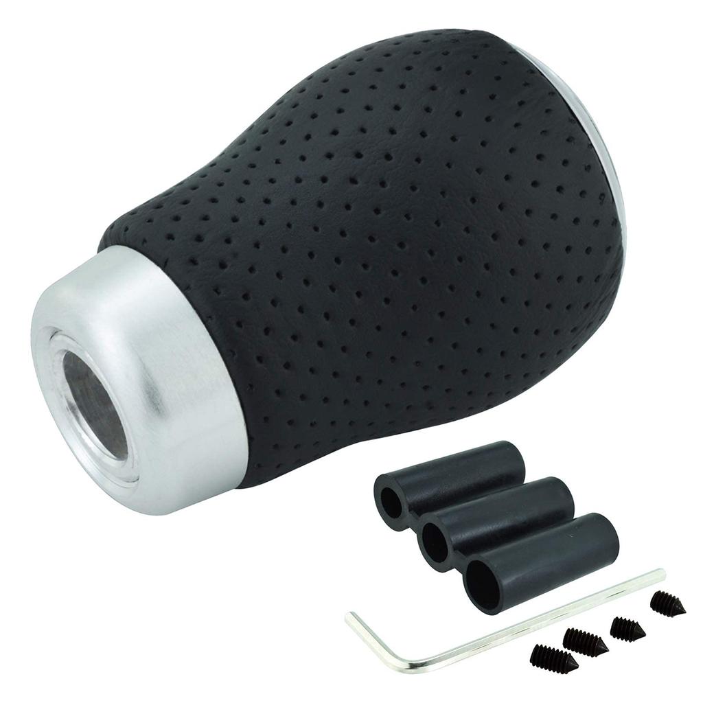 Lunsom Leather 5 Speed Shift Knob Car Gear Shift Knob General Auto Manual Car (Black Stitching)