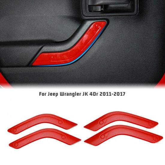 

Red Interior Door Handle Panel Cover Trim Bezel for Jeep Wrangler JK 11-17 4Door