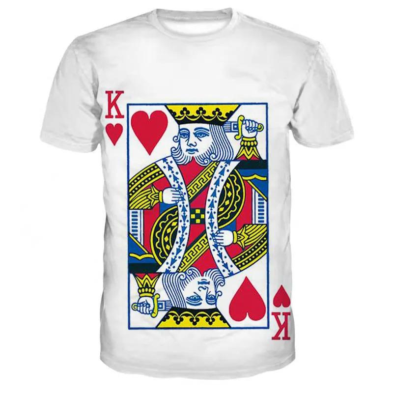 Summer Round Neck Playing Card Pattern 3D Print Top Fashionable Casual Short Sleeved Men's T-shirts