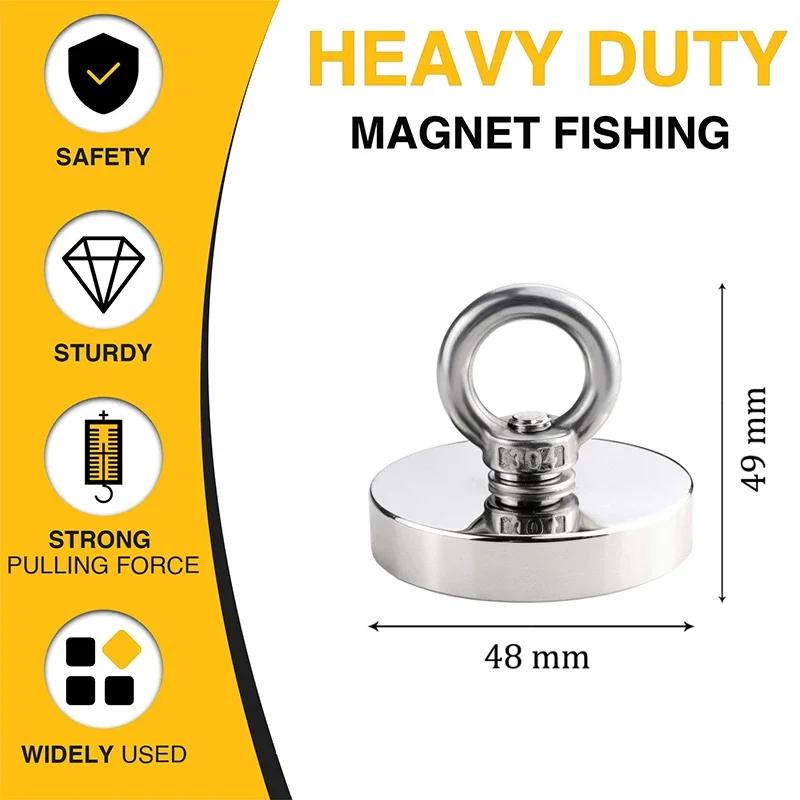 Super Strong Neodymium Fishing Magnet Hook N52 Heavy Duty Rare Earth Magnet with Countersunk Hole Eyebolt Salvage Magnet Imans