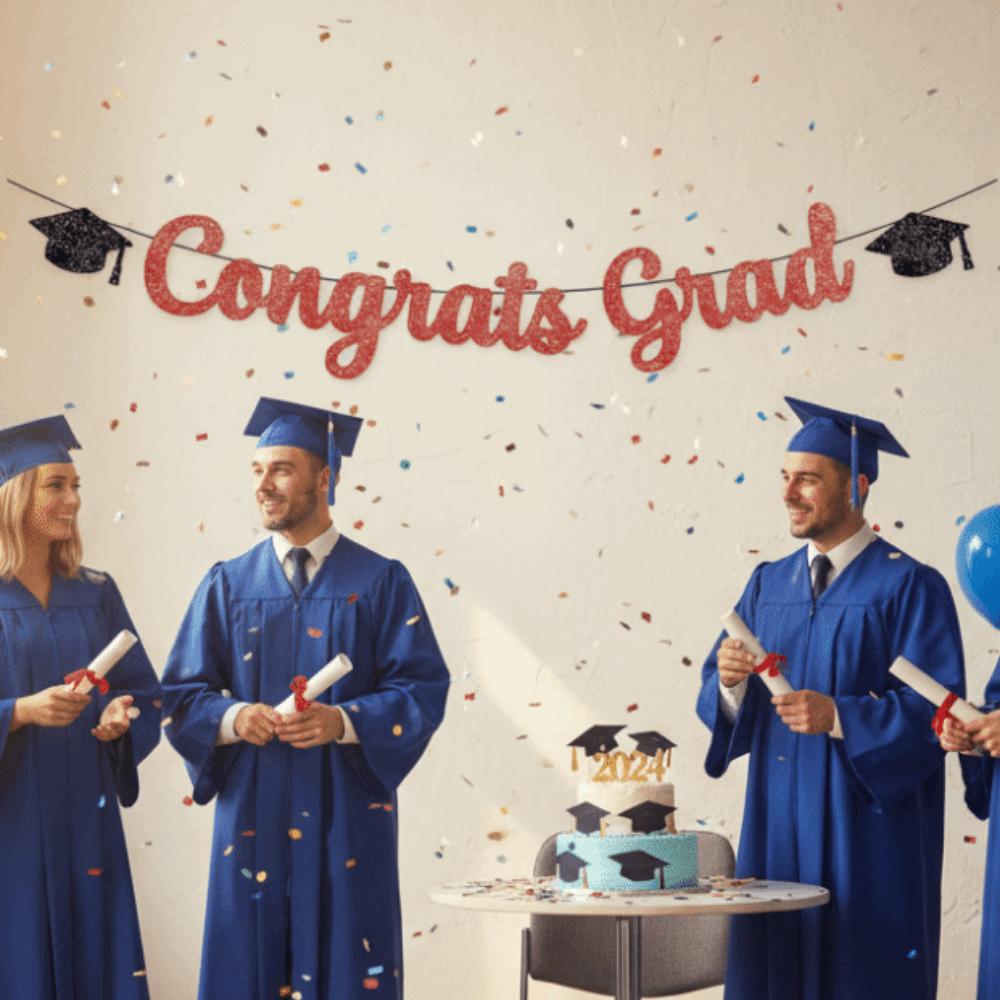 Glitter Decor Graduation Party Banner Garland Graduation Hanging Banner  Photo Background