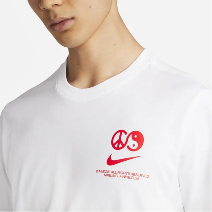 Nike Sportswear Logo Print Crew Neck Short Sleeve T-Shirt Men Tops White DR8067-100