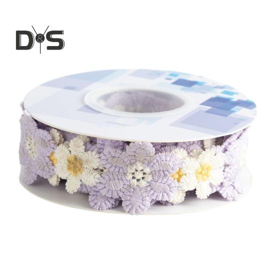 Haftowana wstążka z kwiatami 9,84 stopy Koronkowa taśma Słonecznik Wstążka DIY Koronka Wstążka do szycia Haftowa wstążka do sukni ślubnej Opaska do włosów Ozdoba ubrań