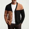 Men Color Block Knitted Cardigan V‑Neck Button Down Long Sleeve Sweater Coat Casual Patchwork Loose Knit Outerwear