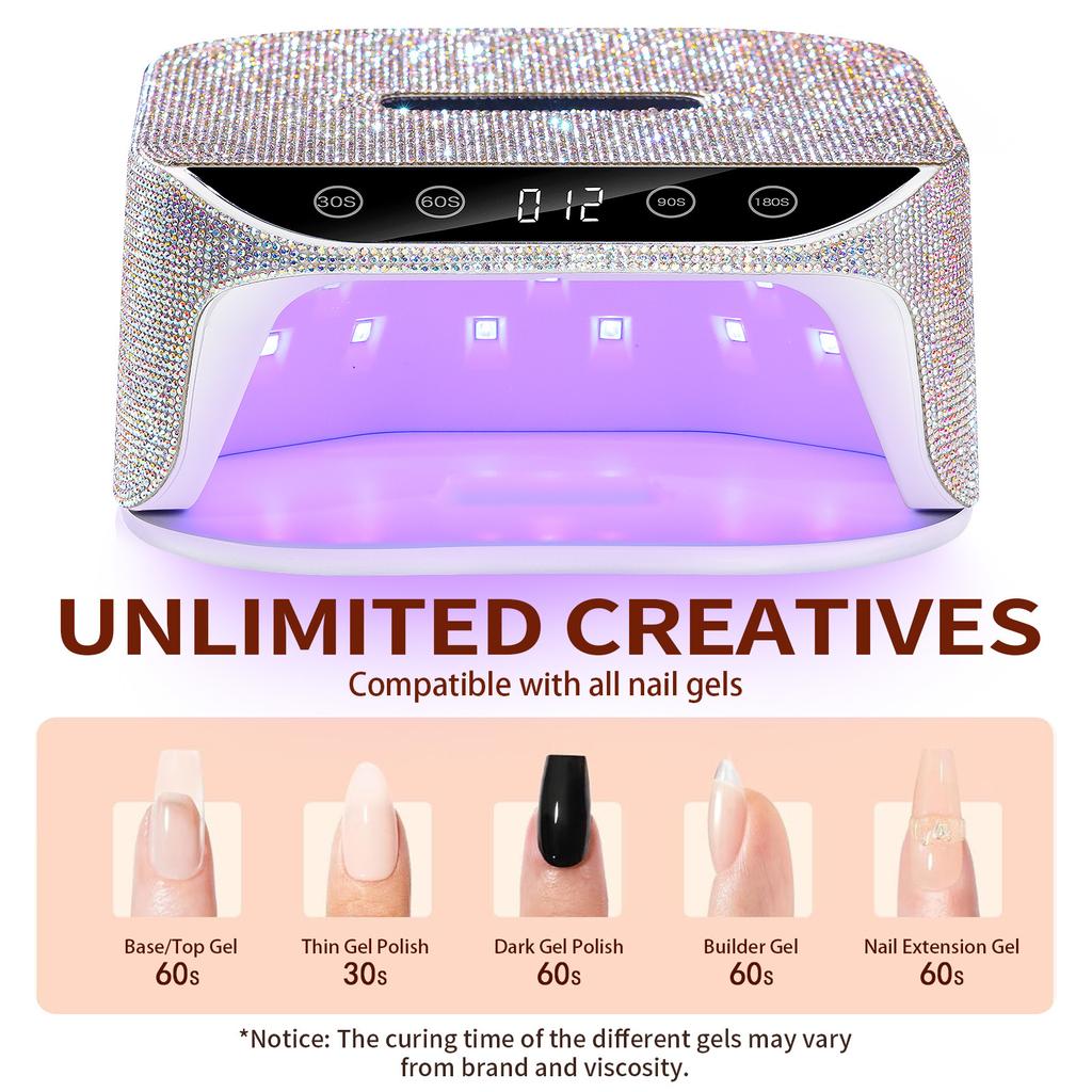 36Leds Diamond Inlaid Nails Dryer Professional UV LED Nail Art Lamp High Power Quick Drying LCD Touch Light Curing All Gel