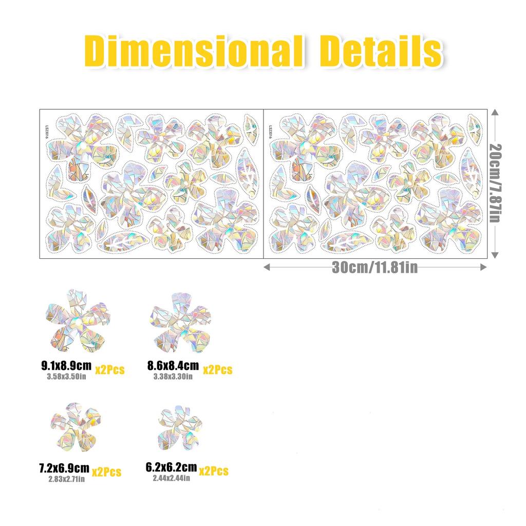 2PC Laser Glass Paper Sunshine Catcher Colorful Window Stickers Rainbow Prism Anti Collision Christmas Snowflake Glass Sticker