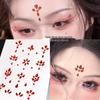Diadema Rosso con Strass sulla Fronte e Adesivi Decorativi per il Viso in Stile Antico per il Trucco Hanfu