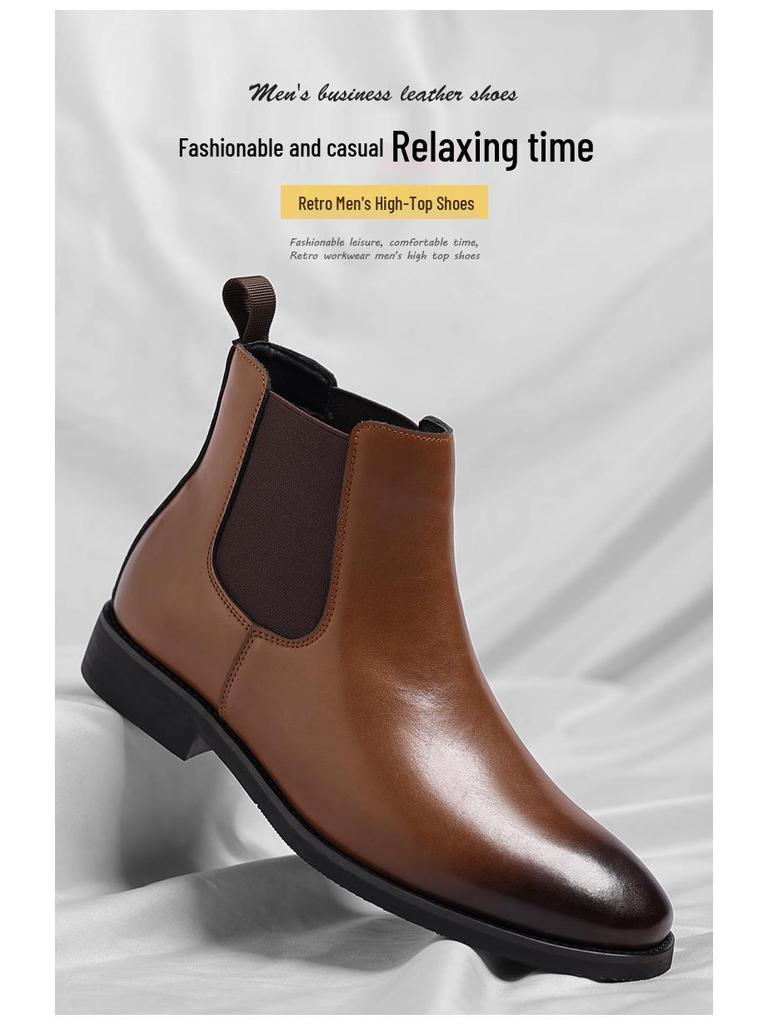 Men's British Retro Chelsea Velvet Leather Short Boots - Large Sizes Available