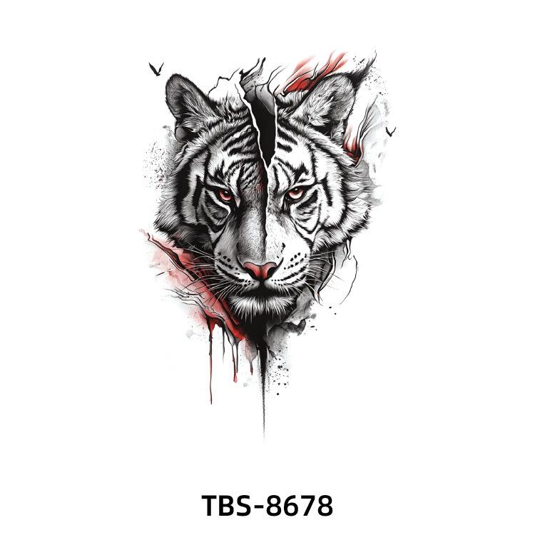 2025 Full/Half Arm Wolf, Tiger, & Flower Tattoo Stickers - European/American Style
