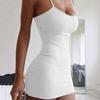 Vestito da Donna Scollo Profondo Girocollo Schiena Incrociata con Spalline Elastiche Schiena Scoperta Avvolgente sui Fianchi Senza Maniche con Spallina Sottile Mini Vestito Aderente per Club