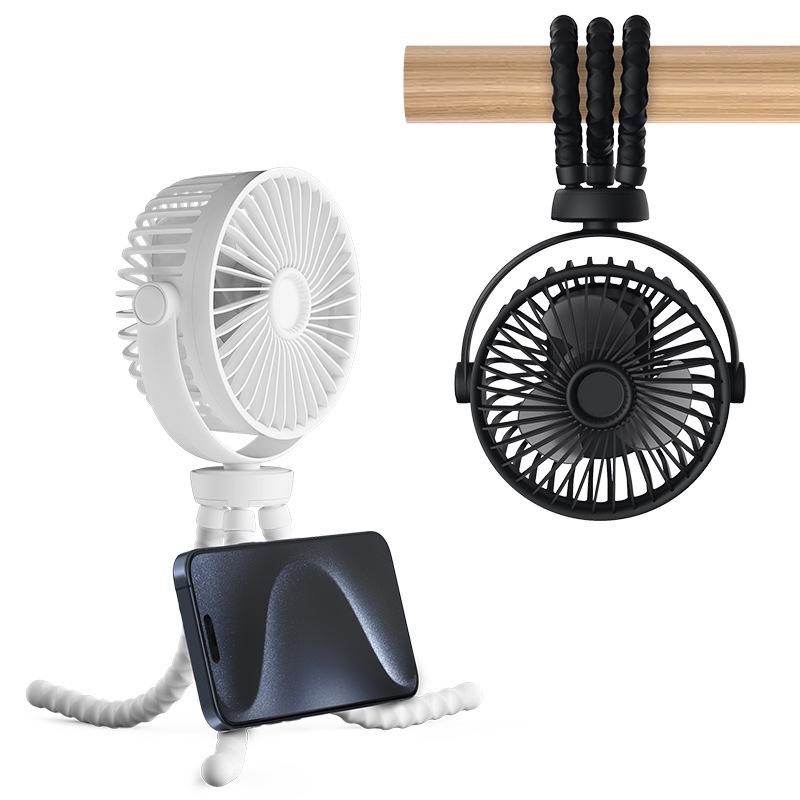 Portable USB Octopus Fan: Quiet, Handheld, Long Battery Life, Perfect for Outdoor Stroller Use.