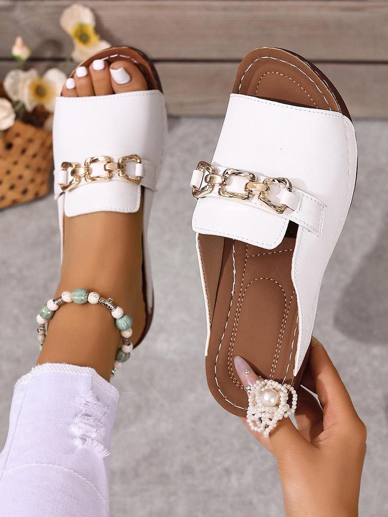 2025 Summer Plus Size Women's Wedge Platform Sandals: European & American Casual One-Strap Thick-Soled Beach Slippers