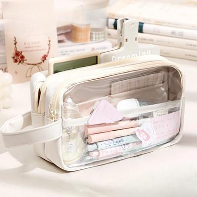 Transparent Pencil Case Large Capacity Stationery Box Pencil Case Multi-layer Girl Japanese Simple Student Stationery Bag