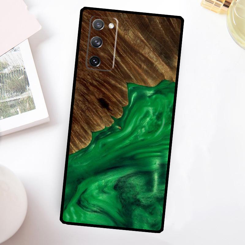 Hybrid Wood Resin Phone Case For Samsung Galaxy S23 S24 Ultra S22 S20 S21 FE Note 20 10 S8 S9 S10 Plus Cover