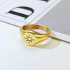 Starburst Signet Ring for Women Stainless Steel with Cubic Zirconia Wedding Brand Pinky Rings Statement Jewelry