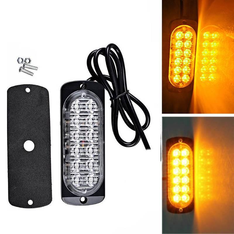 12 LED Car Truck Urgent Always Bright Light DC12V-24V 36W Fits For Auto DRL Car Truck Amber Super Bright Car Accessories