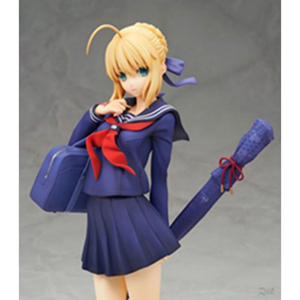 22CM Anime Fate/Stay Night Altria Pendragon Figure 1/7 School Uniform Dress Up Model Toy Gift Collection Action Figure PVC