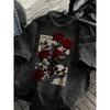 Europäische Größen Rosenblüten, Vintage Stil Übergröße Herren-T-Shirt, Humorvolles und Lustiges Grafikdesign, Modisches Übergröße Herren-T-Shirt