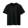 Sommer T-skjorte for menn Rhinestone Dekor Rundhals Løs Pure Farge Kortermet Pullover Uformell Midt Lengde Daglig slitasje Sport Topp