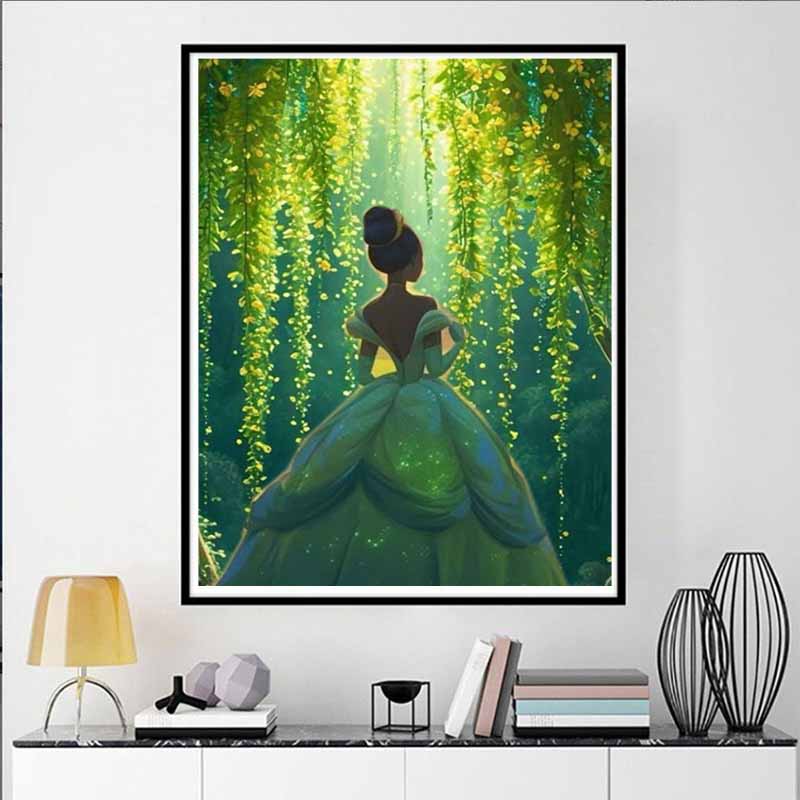 Disney Pittura Diamante Fai da Te 5D Principessa e Rana Illustrazione Cartone Animato Mosaico Completo di Diamanti Arte Decorazione Murale Set