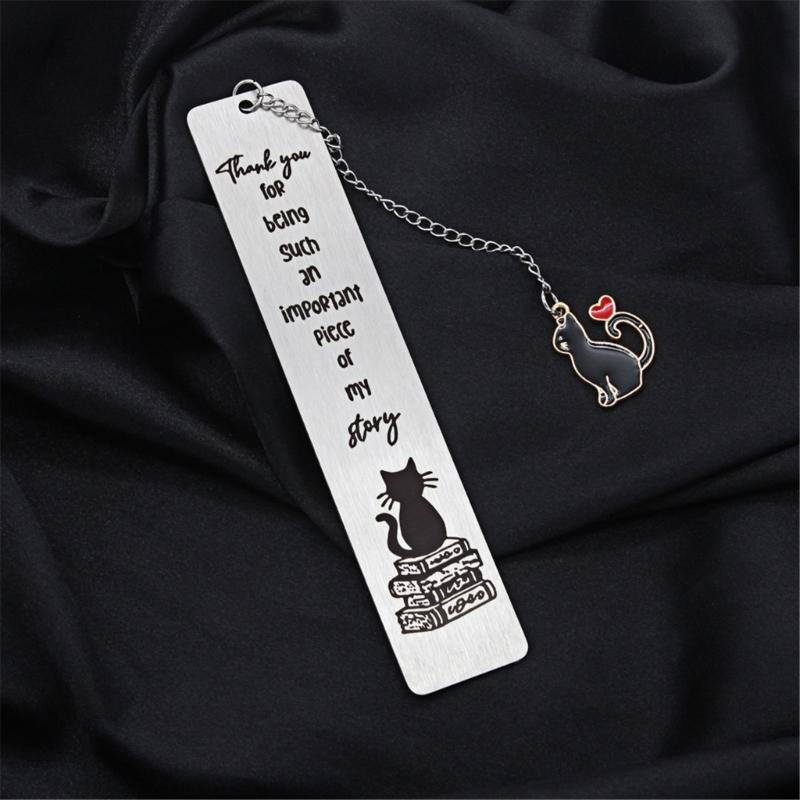 Stainless Steel Bookmarks Chain Bookmarks Cats Pendant Bookmarks Metal Book Mark Book Page Divider Gift for Book Lover