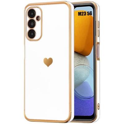 Hülle für Samsung Galaxy M23 5G Weiß Herzmuster Kratzfest