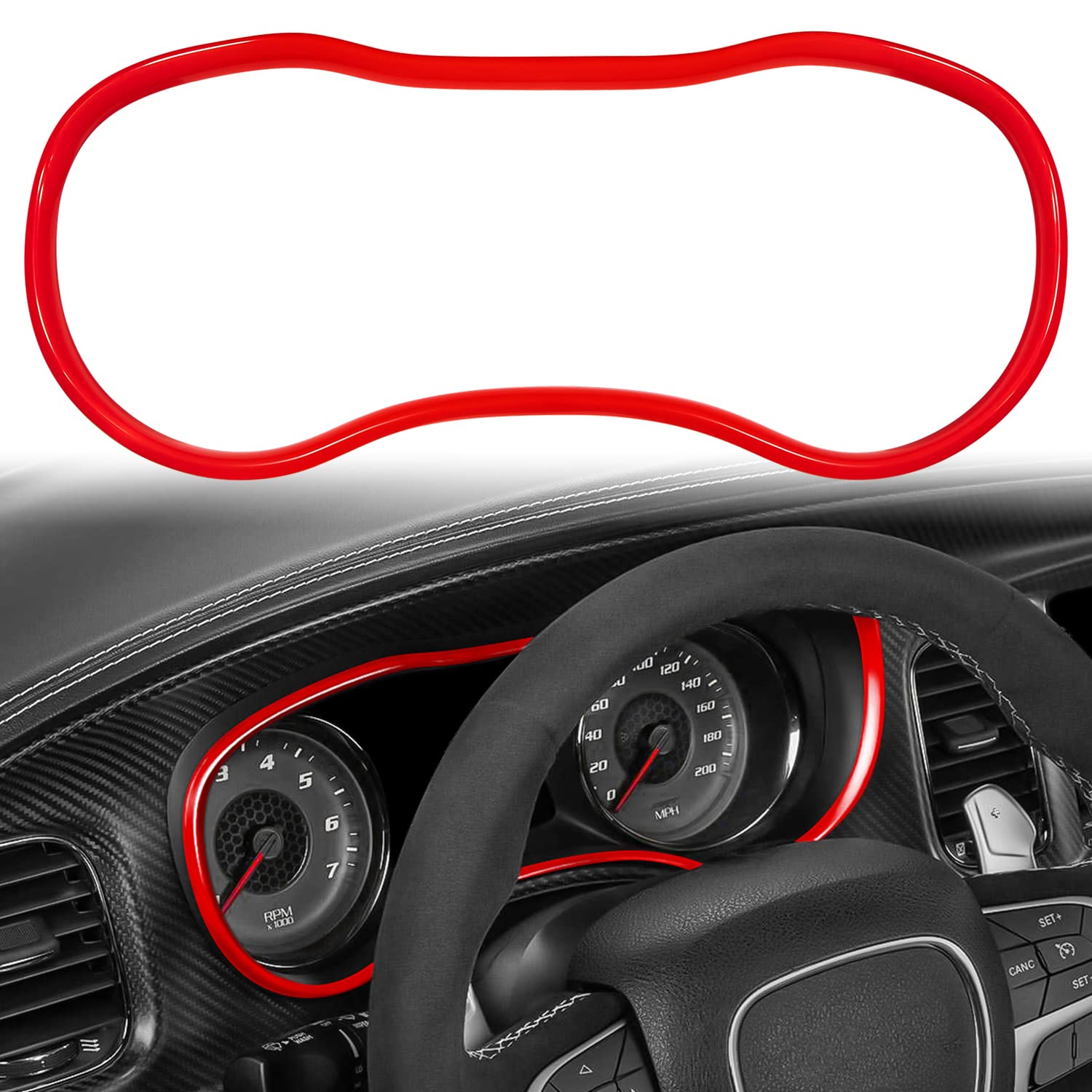 Red ABS Dashboard Trim Ring For Instrument Cluster Panel Cover 2015–2024 Models красный