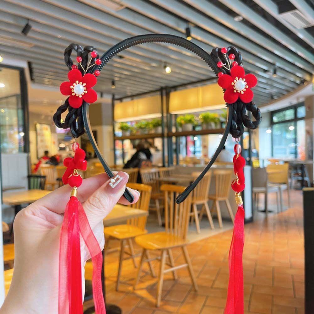 Pearl Bow Tassel Hanfu Hair Hoop Children's Headband Chinese Style Hair Band New Year Headress