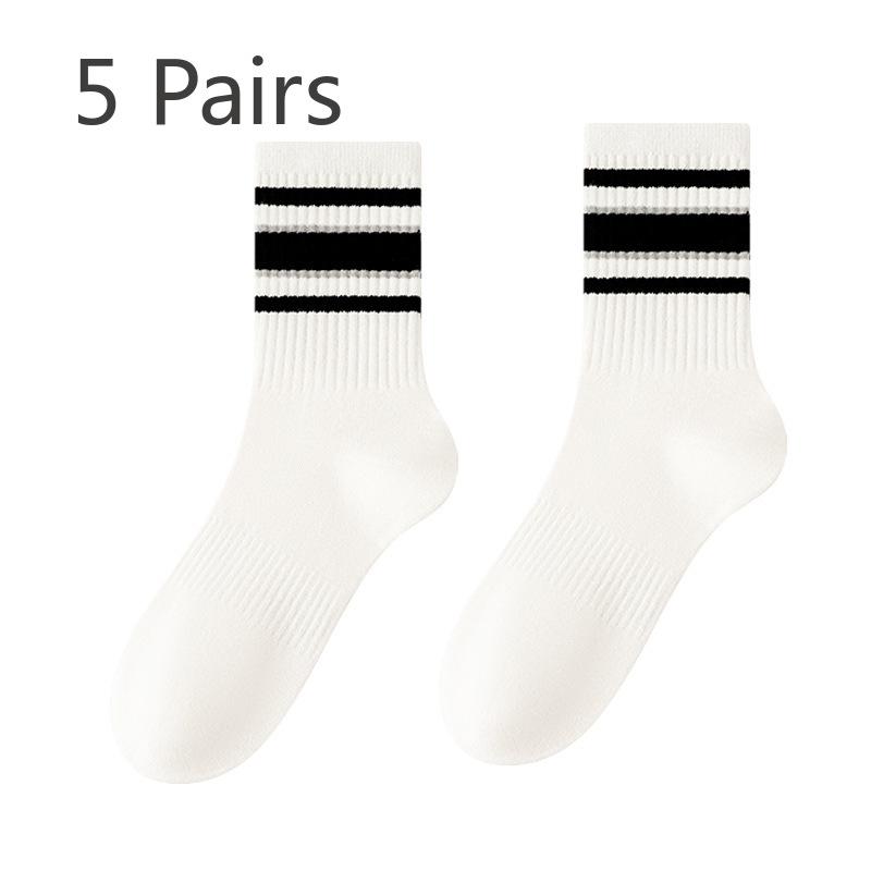 

5 пар женских осенне-зимних модных новых носков из чистого хлопка для занятий йогой 5 Pairs белый/чёрный