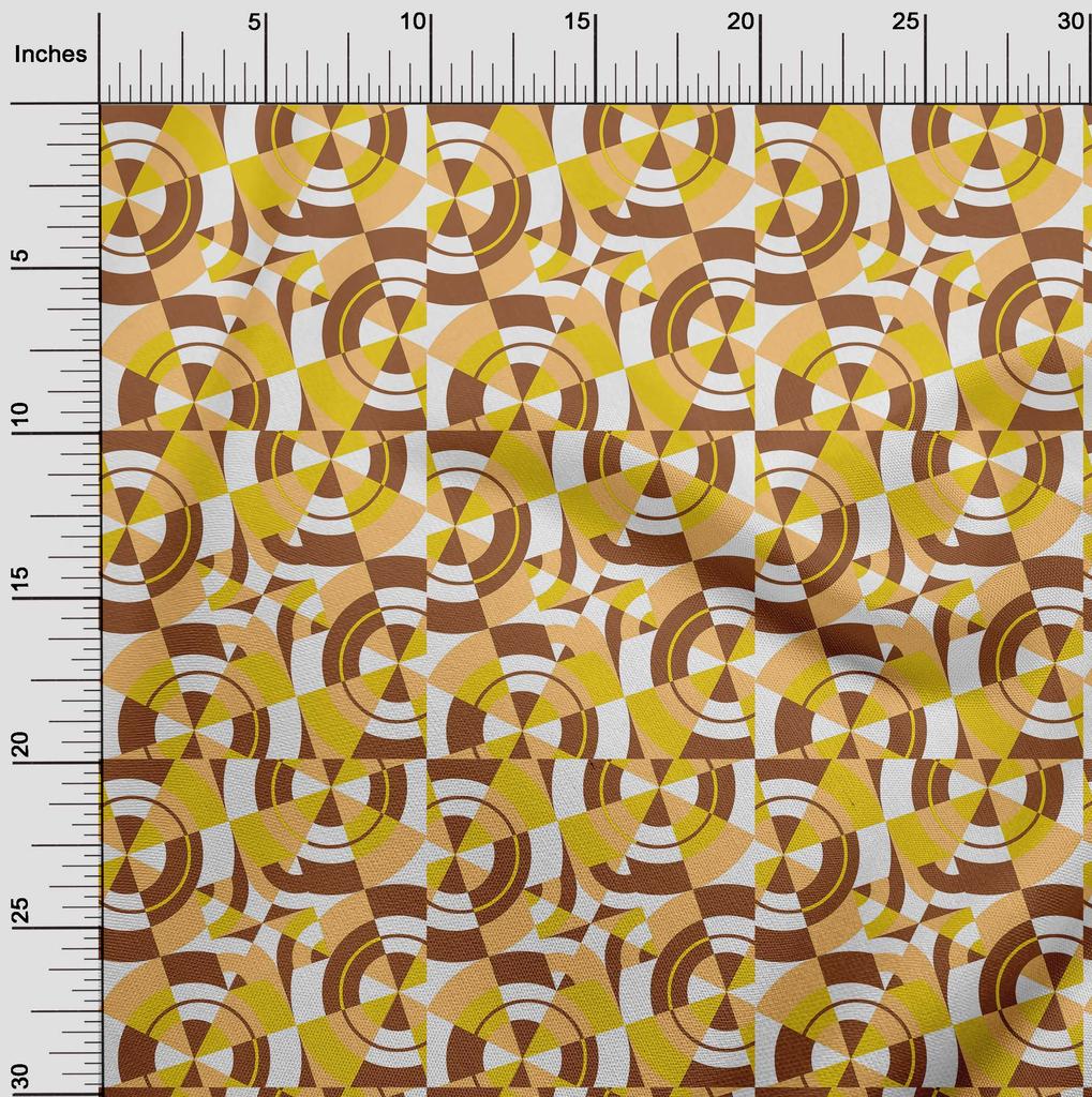 oneOone Cotton Flex Brown Fabric Geometrical Sewing Fabric By The Yard Printed Diy Clothing Sewing Supplies 40 Inch