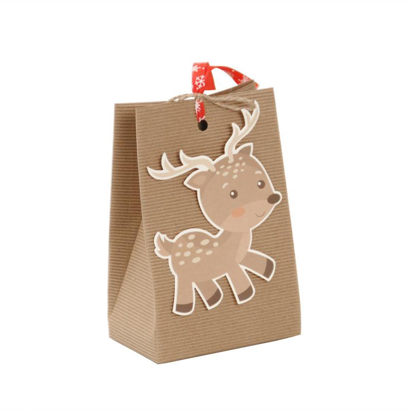 European Kraft Paper Bag, Cute Deer Kraft Paper Square Bottom Packaging Bag, Deer Packing Kraft Paper Bag
