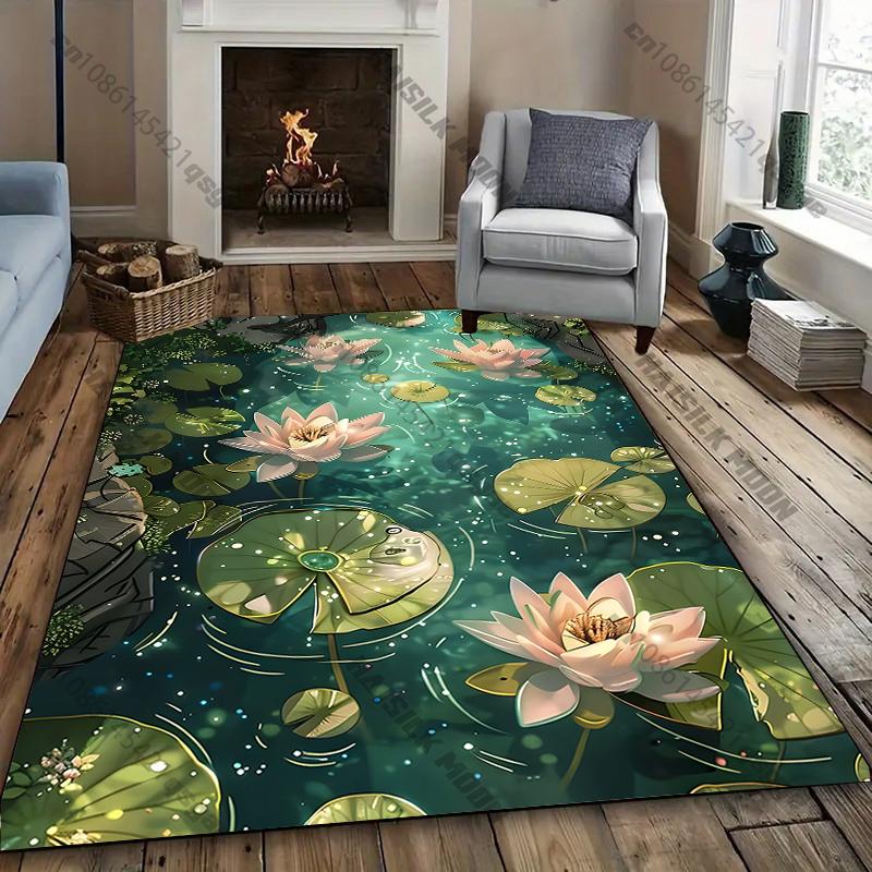 Lotus-Themed Carpet for Meditative Home Decor rug for home sofa bedroom, gift mat