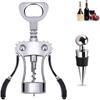 Ouvre-bouteille de vin avec bouchon en alliage de zinc Ouvre-vin Tire-bouchon multifonctionnel Ouvre-bouteille Ouvre-bouteille de vin à ailettes