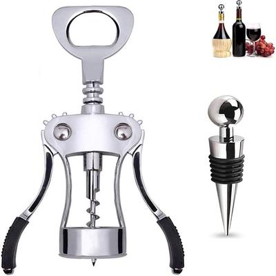 Wine Bottle Opener with Bottle Stopper Zinc Alloy Wine Opener Multifunctional Corkscrew Bottle Opener Winged Wine Bottle Opener