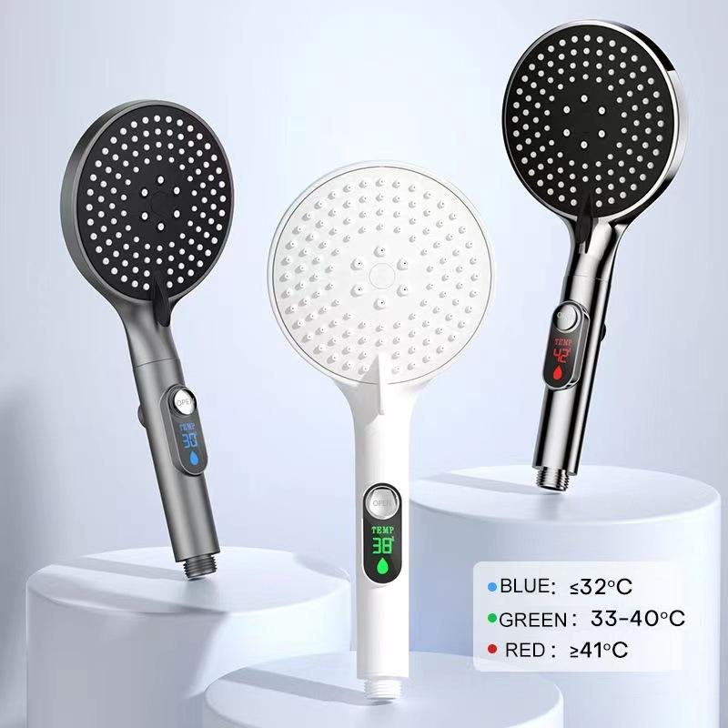 Xiaomi 1pc Digital Temperature Display Handheld LED Shower Head Water Powered Without Battery Bathroom Accessories Pressurized 3 Speed