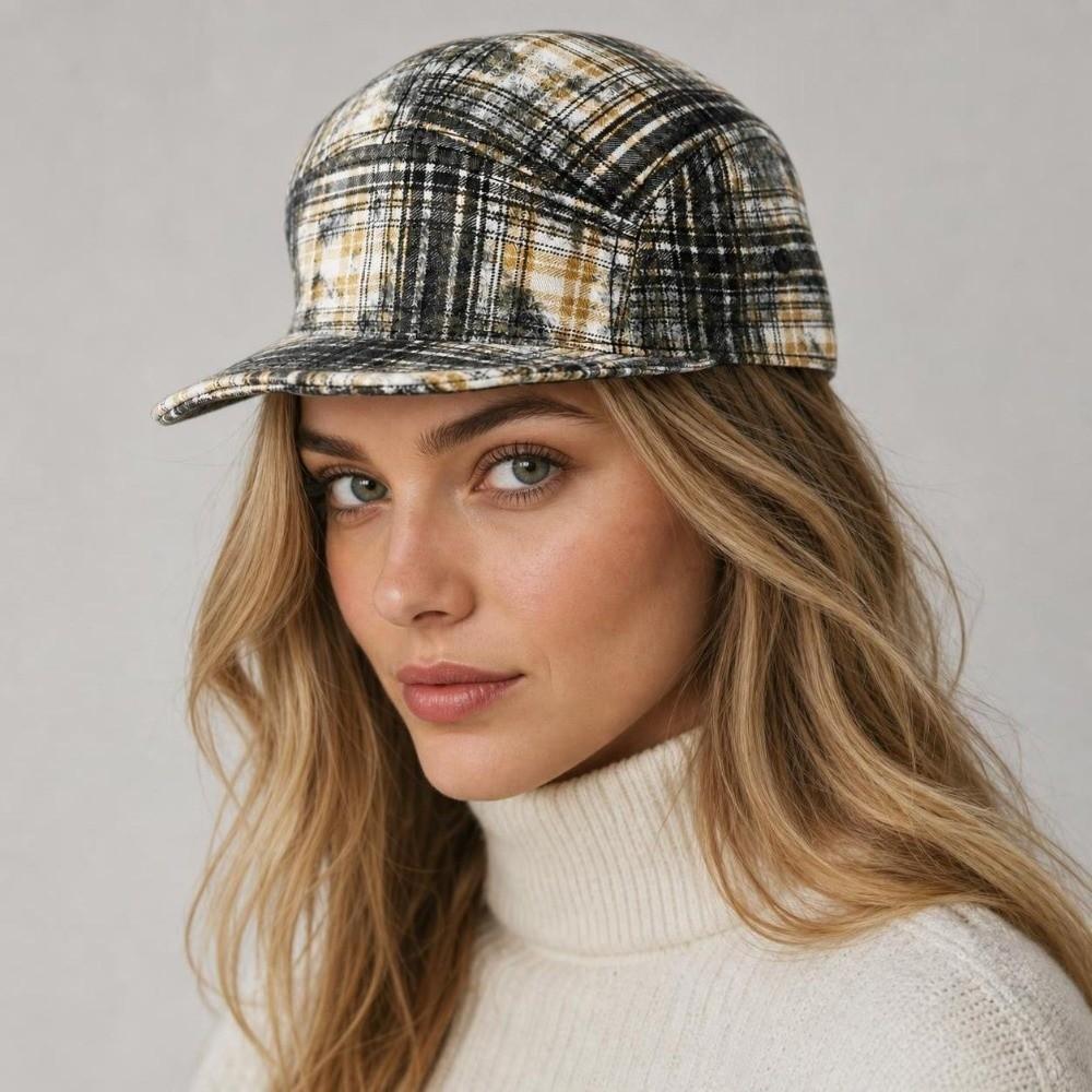 Breathable Baseball Hats Retro Plaid Sunshade Hats Fashionable Peaked Caps Women