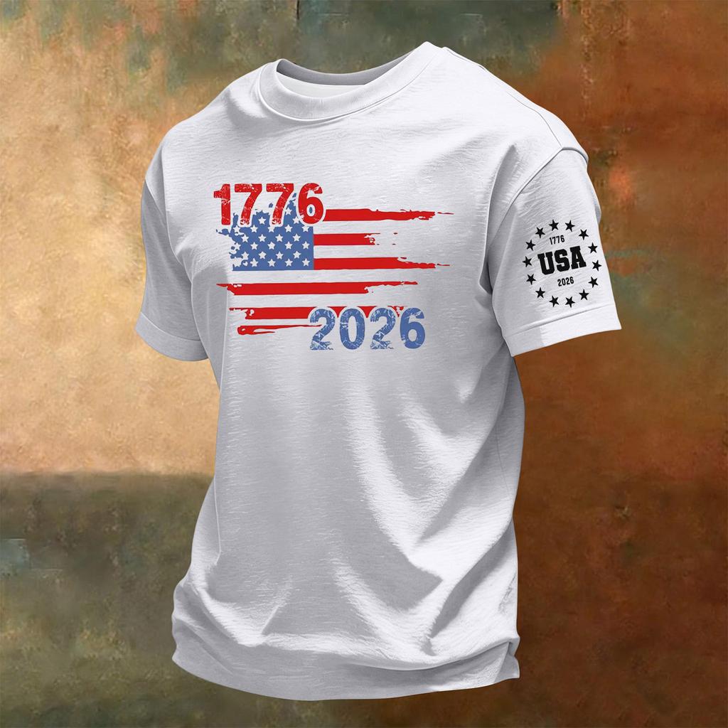 Men's Short Sleeve Crew Neck T-Shirt Casual Comfortable Fit Graphic Print 250th Anniversary Independence Day USA Design Summer Wear