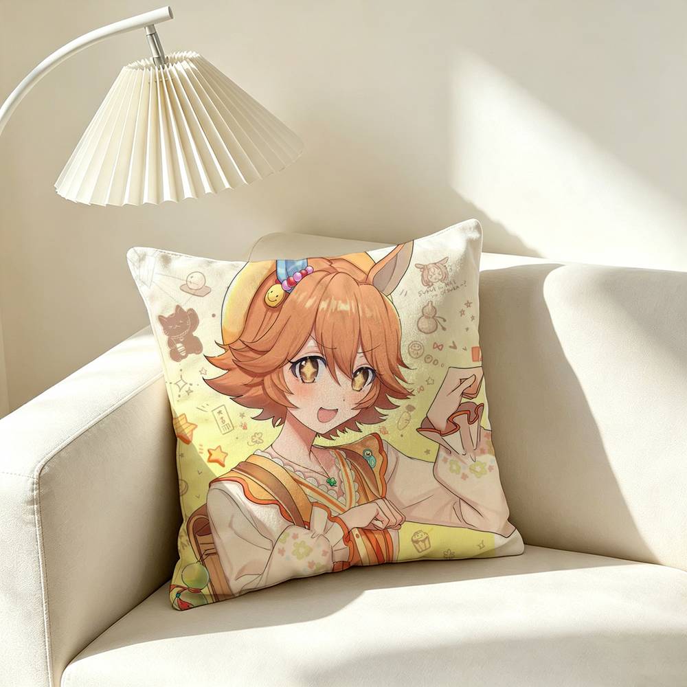 M-Matikanefukukitaru Umamusume Square Double-Sided printed Pillow Case Bedroom Bedside Pillow Sofa Cushion Cover